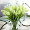 Flores decorativas Bouquet Silicone Tulip Flor Artificial Touch Real Fake for Wedding Decoração Decoração de Garen