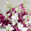 Couronnes de fleurs décoratives 1 pièce, branche de fleurs d'orchidées artificielles en soie, fleur de Cattleya, orchidée papillon pour la maison, mariage, décoration de table à manger, fausse fleur A1453