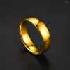 Anillos de boda Simple liso de acero inoxidable clásico circón Color dorado pareja para mujeres y hombres joyería de compromiso