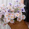 Decorative Flowers Wreaths 52cm Artificial Small Daisy 5 Dutch Chrysanthemum Chamomile Flower Bouquet Wedding Home Decoration Fake Flower T230217