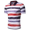 Men's Polos 2023 Summer Short Sleeve Shirt Men Contrast Color Stripes Slim Lapel Casual Mens
