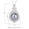 Pendant Necklaces EYIKA Fashion Paved Zircon Silver Color Flower Necklace Luxury White Black Big Pearl Women Vintage Party Jewelry