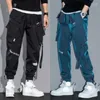 Herrbyxor laser band multi fickor last män harjuku casual truser hip hop streetwear techwear joggers 2023men's värme22