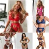 Sexy set dames zemelen en korte casual jurken slipje exotische sets 3 stcs lingerie dames ondergoed babydoll slaapkleding kant g-string rood wit rood wit