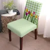 Chair Covers Tulip Easter Idyllic Plaid Wood Grain Cover Dining Spandex Stretch Seat Home Office Decor Desk Case Set