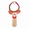 Pendant Necklaces Big Flower Multi Layers Rope Chain Tassel Red Statement Necklace For Women Gift Brand Design Fashion