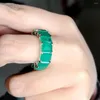 Cluster Rings KQDANCE 925 Sterling Silver Created Emerald Paraiba Tourmaline Pariba Ring With Green/Blue Stones Woman Fine Jewelry 2023