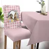 Chair Covers Easter Egg Flower Plaid Wood Grain Cover Dining Spandex Stretch Seat Home Office Decor Desk Case Set