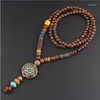 Pendant Necklaces 2023 Vintage Nepal Long Buddhist Mala Wood Beaded & Necklace Ethnic Bohemian Boho Buddha Lucky Jewelry For Women Men
