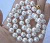 Chains Round Luster 9-10 Mm NATURAL White Pearl Necklace 18" 36" Yellow Clasp