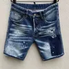 heren jeans rechte korte jeans gaten strakke denim broek casual Nachtclub blauw Katoen zomer italië stijl