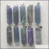 Чары 39x10 мм Beautif Amethyst Natural Rose Quartz White Crystal Fluorite Labradorite Stone Pillar Pundar для ювелирных изделий Hjewelry dro dhyqb