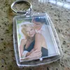 Keychains 100st Keychain Rectangle Transparent Blank Acrylic Insert Picture Frame Keyring Key Holder DIY Split Ring