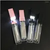 Bouteilles de stockage 10-100 pièces 7ml vide maquillage bricolage brillant à lèvres bouteille avec miroir LED Tube carré rouge à lèvres emballage peut ajouter un LOGO