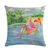 Kissen Sommer Cover 45x45cm Cartoon Flamingo Serie bedruckte dekorative Kissen Schlafzimmer Sofa Bett Stuhl Rückenlehne Leinenkissenbezug