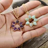 Anhänger Halsketten Schöne Amethysten Amazonit Blume Trendy Böhmen Natürliche Edelsteine Stein Kurze Halsreifen Schmuck Bijoux Großhandel