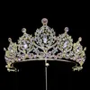 Tiaras Bridal Blue Crystal Tiaras Golden Metal Crown Decoration Coronas Wedding Jewellery Tiaras Z0220