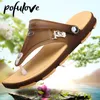 Сандалии POFULOVE Мужчины Flip Flops Beach Summer Man Shoes Flat Slip Fordy Designer Slippers Резиновая повседневная обувь Zapatos Para 230220