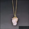 Collane con ciondolo Irregar Pietra naturale Catena d'oro Filo avvolto Collana punk Gioielli da donna Quarzo rosa Cristalli curativi Hjewelry Dr Dhfra