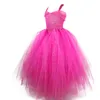 ガールドレス女の子ピンクグリッターチュールチュチュドレス子供かぎ針編みイブニングストラップボールガウン子供パーティー宴会衣装スパークル