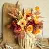 Decorative Flowers INS Artificial Flower Home Decor Autumn Color Bouquet Green Plants Fake Wedding Decorations