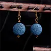 Charm Bronze Retro Lava Stone Charms Oorbellen Diy Essenti￫le olie Diffuser Sieraden Women Vulkanische kralen oorrang Drop levering Dhfdu