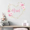 Décoration murale nom personnalisé pivoine fleurs fille pépinière autocollants peler et coller vinyle décalcomanies bébé enfants chambre intérieur maison cadeaux 230220