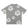 Camisetas masculinas 22sss lava -espuma estampa de flores camisa masculina Mulheres tamanho da UE algodão de alta qualidade Tees Moda Moda de verão Roupas