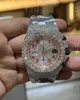 4JX4 Orologio ghiacciato alla moda di alta qualità Polso da uomo di lusso con taglio rotondo Lab Gr DU OO11