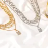 Choker punk wielowarstwowy grube łańcuchy zamka naszyjnika wisiorek goth harajuku biżuteria dla kobiet Kakegurui dziewczęta