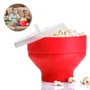 Bowls Silicone Popcorn Bowl With Lid Home Watch TV Snack Portable Microwave Oven Large Capacity Container Kitchen Accessories