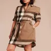 Designer Basic Casual Dresses Women's Slim Fit Classic Pattern Shirt Dresses, 5 Colors tillgängliga 7at3