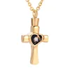 Chains Cremation Necklace Gold-Color Stainless Steel Religious Cross Ashes Keepsake CZ Memorial Pendant For Urn Jewelry Gift Girls