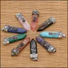 Charms Natural Stone 7 Chakra Arrowhead Shape Pendum Pendant Rose Quartz Healing Reiki Crystal Fynd f￶r DIY -halsband FFSHOP2001 DHDZL