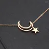 Pendant Necklaces Fashion Brand OL Style Stainless Steel Love Hollow Moon Star Women Lady Girl Party Gift