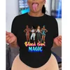 Plus storlek 3xl 4xl Women Clothes Tops Designer Black Girl Print T-shirt Feminism Kort ärm Tank Girl Print