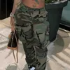 Casual Clothing Ladies Zipper Fly Pants Print Camouflage Trousers Baggy Straight Carpris