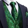 Kamizelki męskie 5pcs projektant męski kamizelka ślubna kamizelka zielona Paisley Jacquard Folral Silk Kilatcoat krawat broote