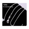 Chains 1Mm 925 Sterling Sier Plated Smooth Snake Women Necklaces Jewelry Size 16 18 20 22 24 26 28 30 Inch Wholesale Drop Delivery Pe Dhmyp