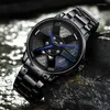 ساعة Wristwatches Fashion Sport Watch Watch 2023 Stains Steel Stefuld Quartz Wrictwatch for Man Wheel Design Male's Clock Gift Black