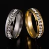 Cluster Rings Fashion Gold Silver Black Stainless Steel Ring With Stone Crystal For Men Girls Women Couple Love Wedding Jewelry