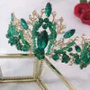 Tiaras luxe kronen bruid tiaras hoofdtooi green rhinestone queen haarbanden festival feest kopstuk mooie noiva bruiloft sieraden z0220