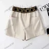 designer Spring 2022 Fashion high-end womens shorts Women's Short Loose leather luxury F letter high waist elastic belt blast street 4S3J