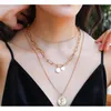 Kedjor Vintage Link Chain Necklace Choker för kvinnor Multi Layered Head Coin Pendant Neck Pearl Statement smycken