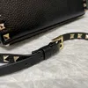 7A Messenger Shoulder Bag Calfskin Ball Pattern 0181 Gold Silver Black Nails Leather Beautiful Retro r Strap Detachable Fashion Crossbody Handbags Flap V01