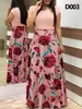 Casual Dresses Plus Size Women's Summer Print Stitching Flower Long Banquet Dress 2023 Bodycon Elegant Sexy Woman Super