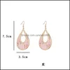 Charme Big Teardrop Cadre Inspiré Rose Vert Blanc Peinture Pu Cuir Charms Boucles D'oreilles Géométrique Femmes Bijoux Drop Livraison Dhkho