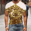 Мужские футболки Роскошная рубашка для мужчин в стиле барокко 3D Мужская футболка с короткими рукавами и круглым вырезом Топы Уличная мода