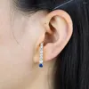 Stud -oorbellen gladde lange lijn oor klimmer met groene CZ voor vrouwen minimalistische crawlers noppen piercing sieraden