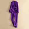 Kvinnor Tvåverk byxor Autumn Womens Purple Simple Blazer Work Office Ladies Suit Blazer Coat Fashionable Professional Suit och Single Blazer 230220